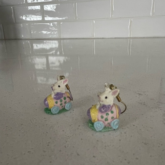 Cute Easter Bunny Earrings with Pastel Colors One Size - Picture 1 of 4